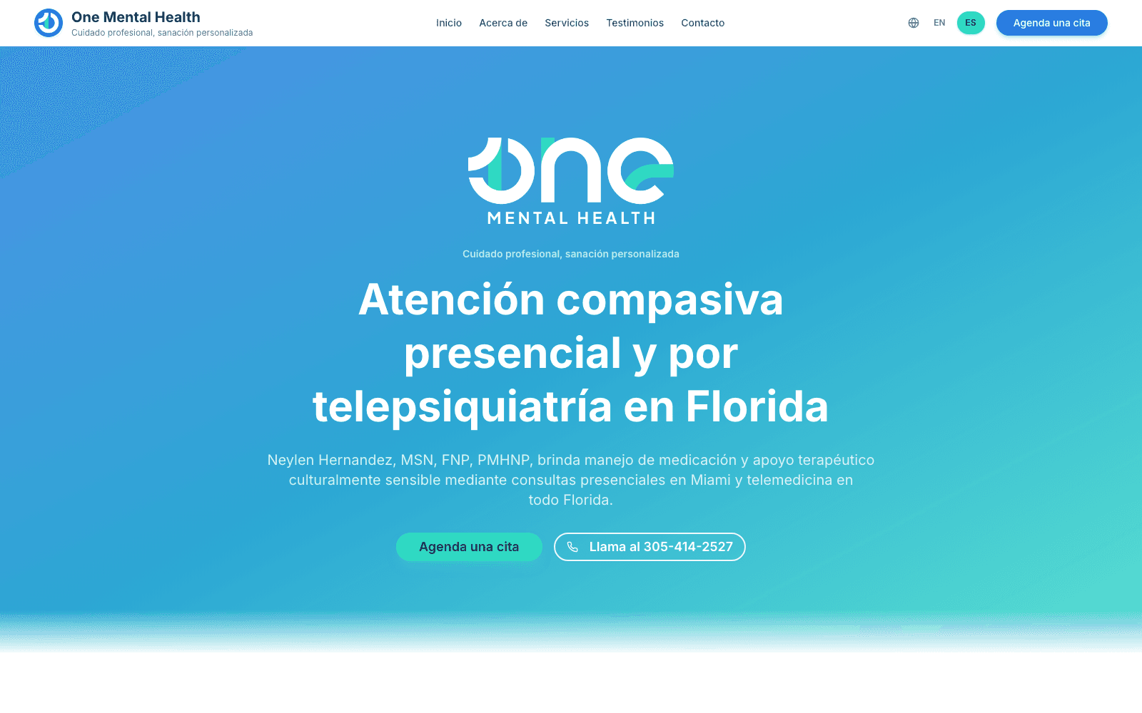 Preview de la web de One Mental Health